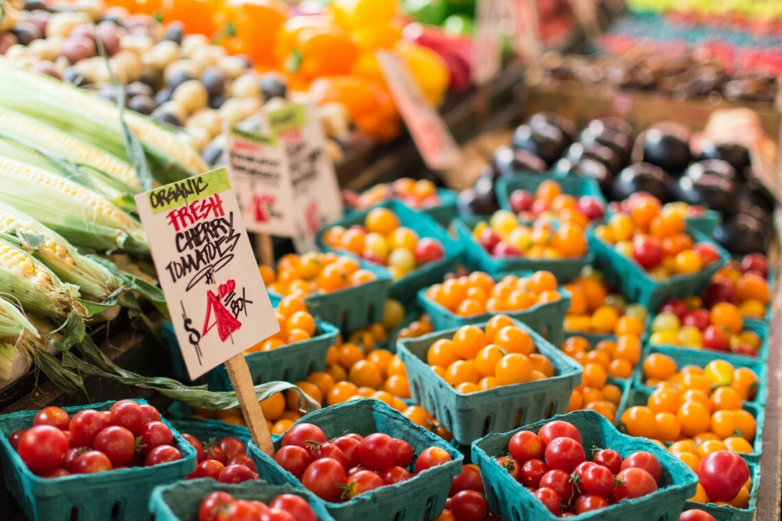 Fresh produce on display at local farmers markets near Bass Lake CA