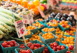 Fresh produce on display at local farmers markets near Bass Lake CA