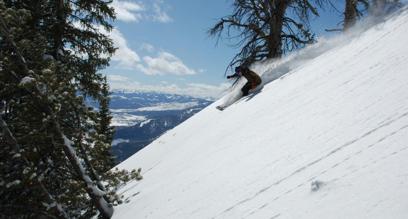 A man skiing at the Badger Pass ski area