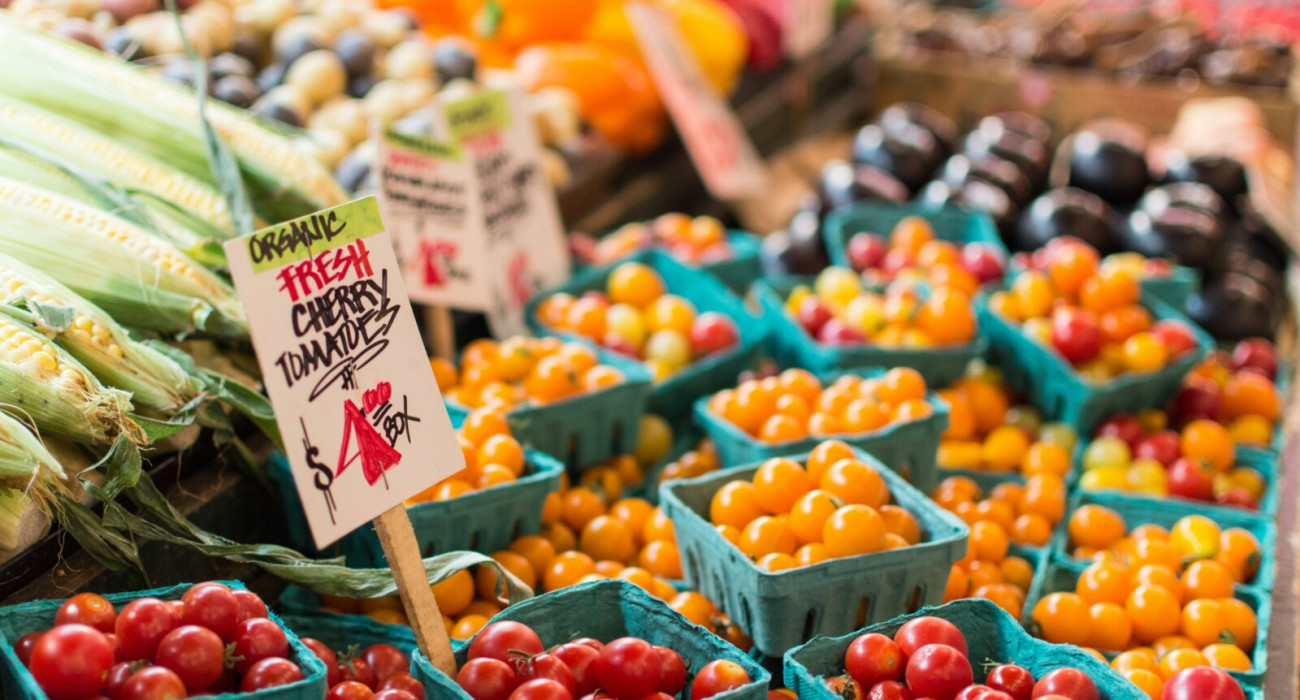 Fresh produce on display at local farmers markets near Bass Lake CA